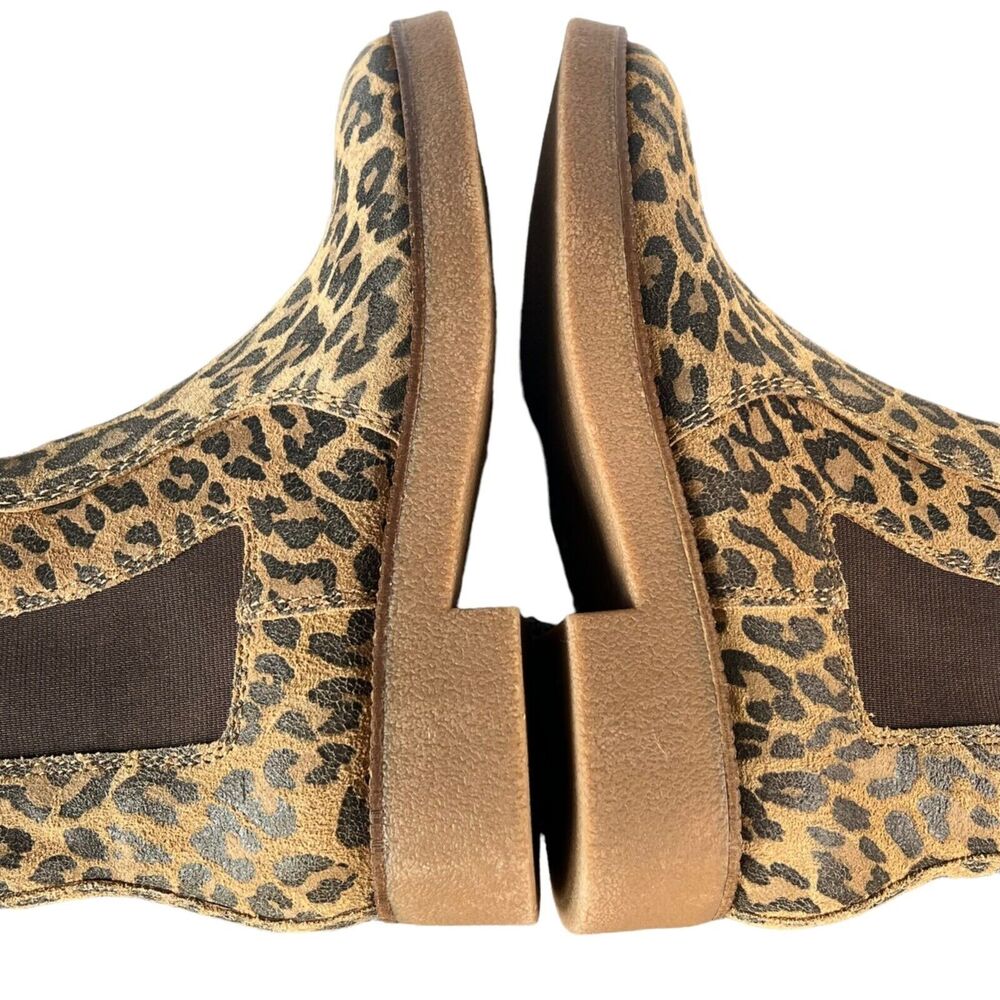 Lucky Brand Ressy Ankle Booties Womens 6M Tan Black Leather Animal Print Boots - Picture 9 of 16